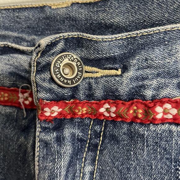 PHD Paul Harris Jeans Sz 14 Blue Vintage 80s Denim Midrise Capri Ribbon Trim - Picture 4 of 9